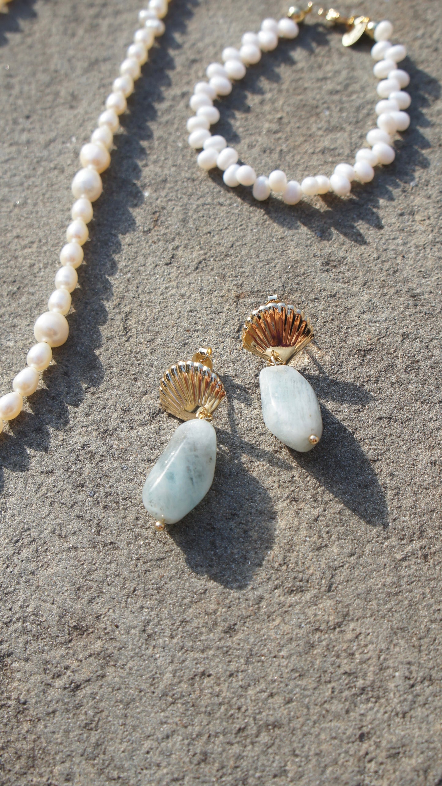 Aquamarine Shell Earrings