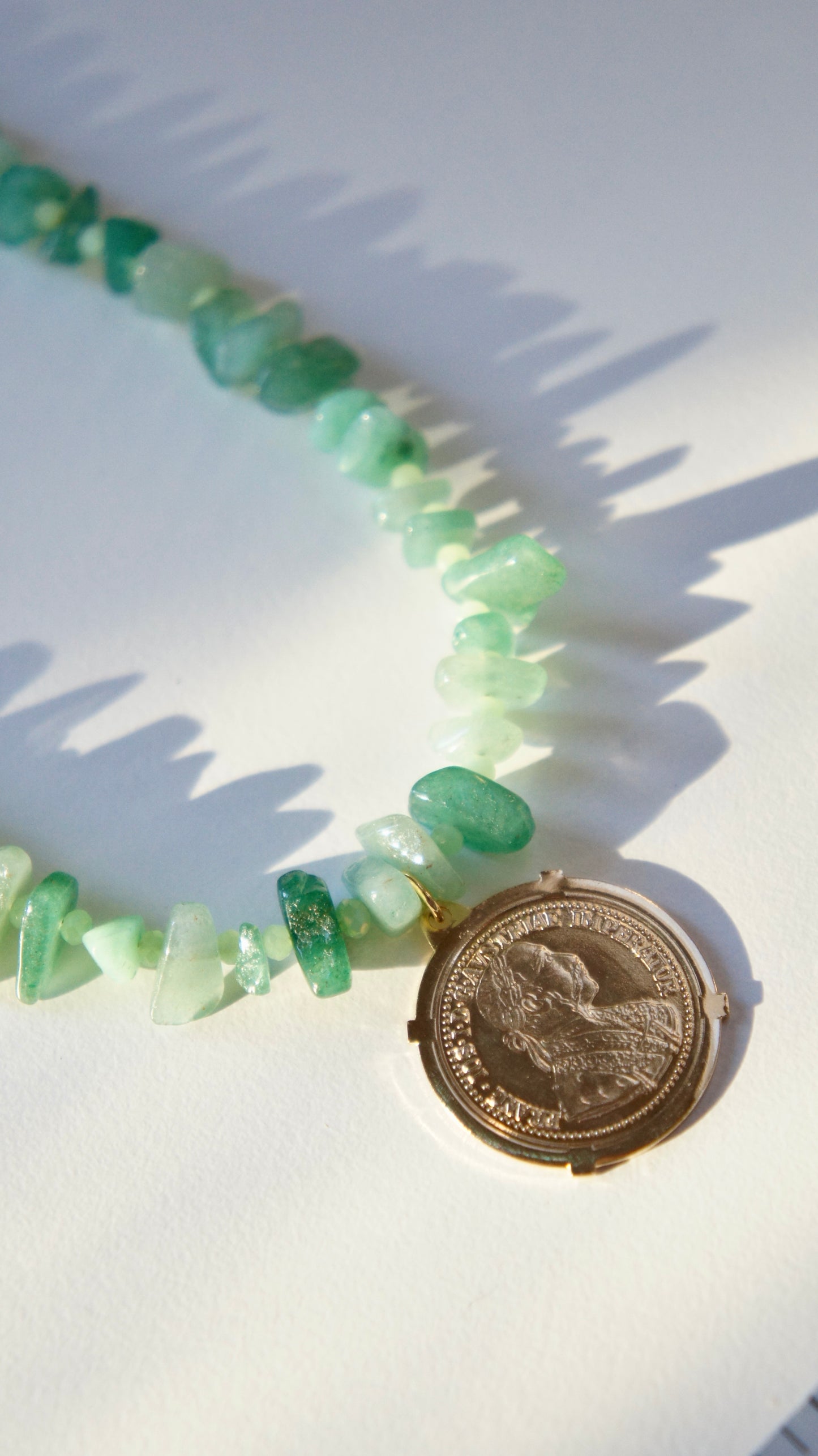 Coin Charm & Quartz Necklace